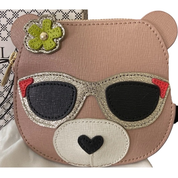 Furla Pink Bear Face Crossbody Bag with Sunglasses Patch - Picture 2 of 6